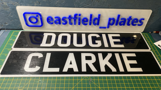 Black silver acrylic classic car number plates