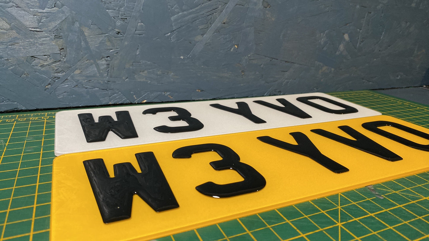 4D 3mm Acrylic Number Plates